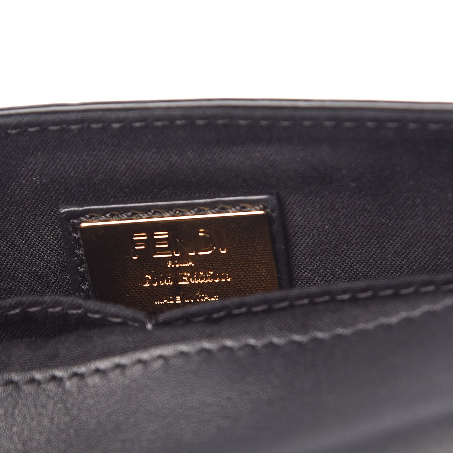 Fendi Vitello Dolce Studded Mini 3Baguette Shoulder Bag Black Gold 6 of 9