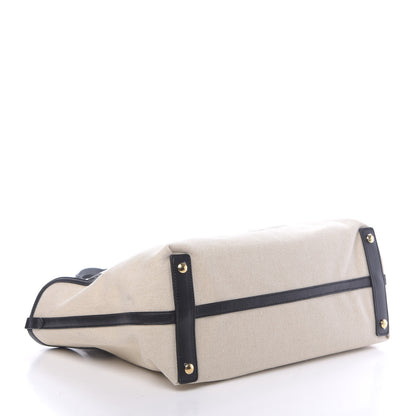 Burberry Cotton Soft Canvas Calfskin Medium Belt Tote Natural Black 5 of 11