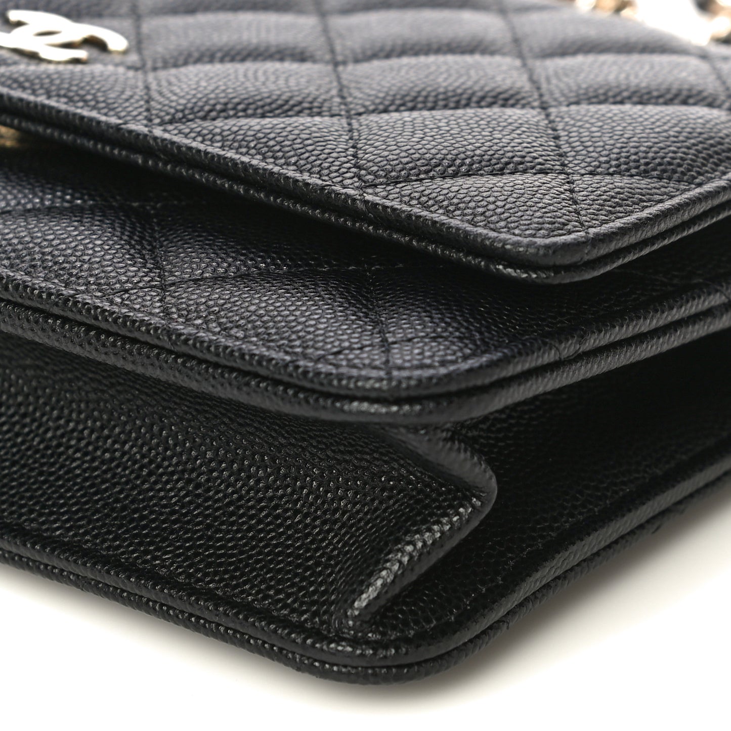 Caviar Quilted Wallet With Charms On Chain WOC Black