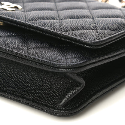 Chanel Caviar Quilted Wallet With Charms On Chain WOC Black 8 of 12