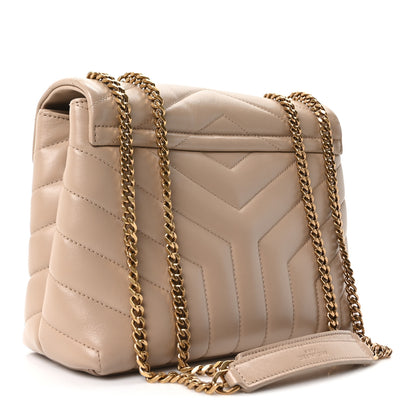 Saint Laurent Calfskin Y Quilted Monogram Small Loulou Chain Satchel Dark Beige 3 of 10