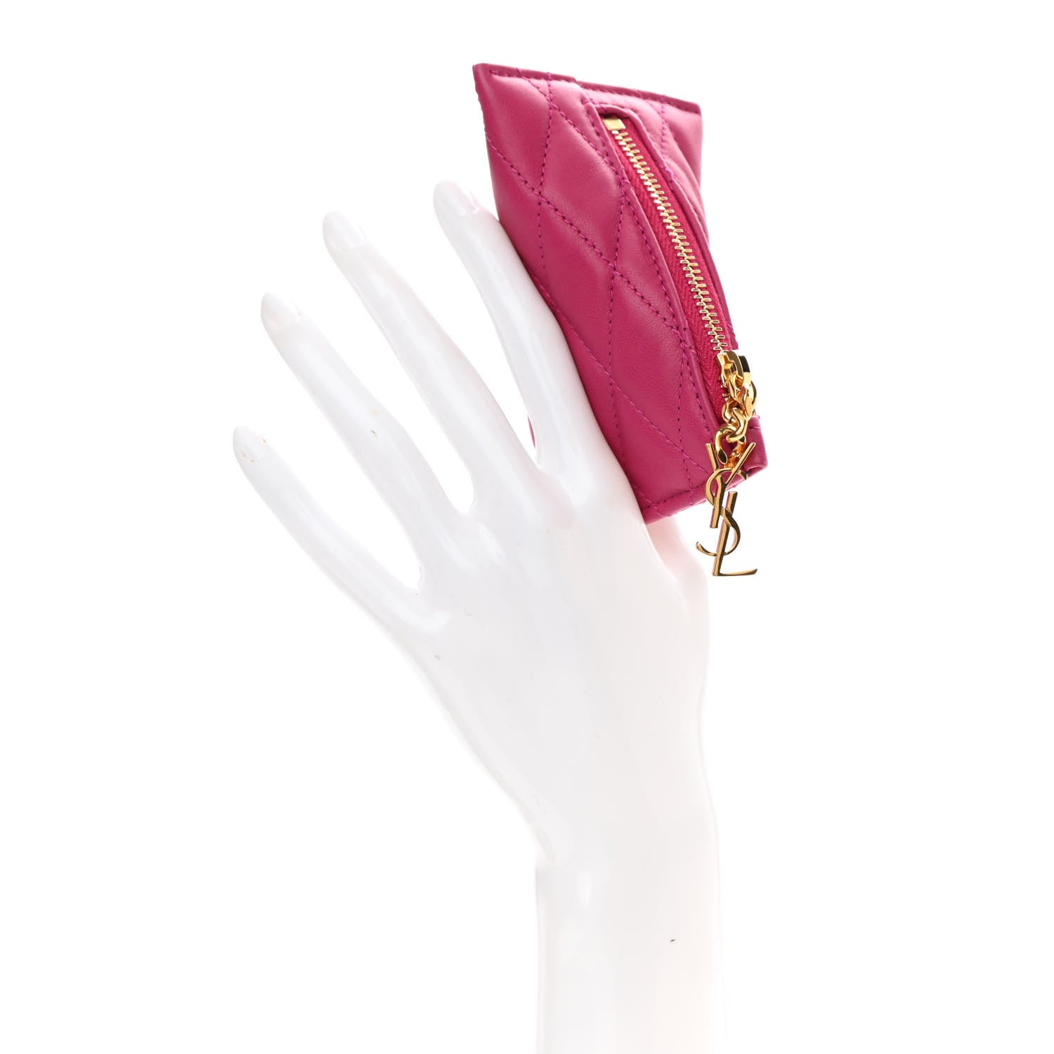 Saint Laurent Lambskin Quilted Berlingo Bag Charm Fuchsia 2 of 6