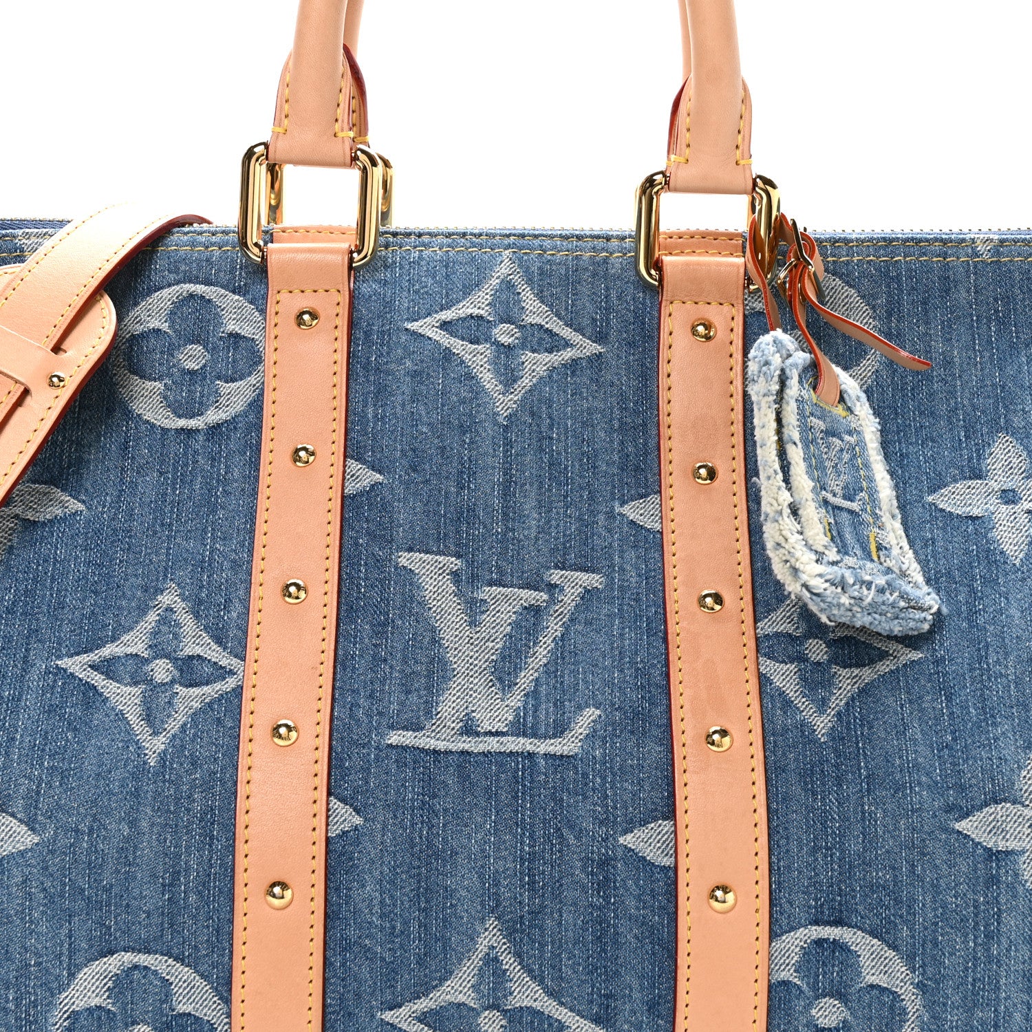 Louis Vuitton Denim Monogram New LV Remix Keepall Bandouliere 45 Blue 6 of 8