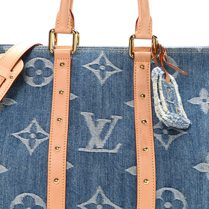Louis Vuitton Denim Monogram New LV Remix Keepall Bandouliere 45 Blue 6 of 8