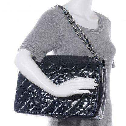 Chanel Patent Quilted XL Flap Navy Blue 2 of 8