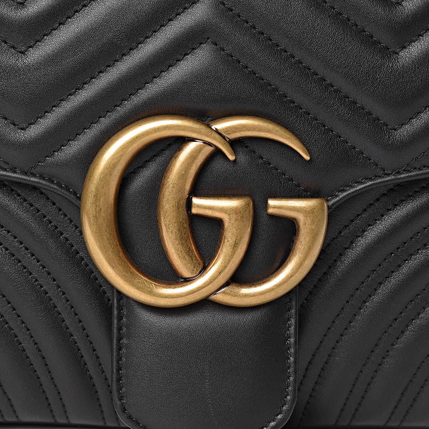Gucci Calfskin Matelasse Medium GG Marmont Shoulder Bag Black 10 of 10