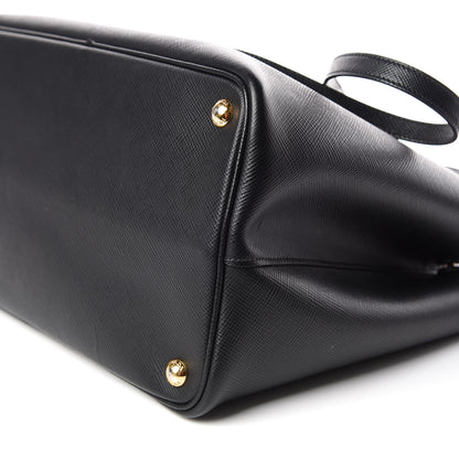 Prada Saffiano Cuir Large Double Bag Black Fuoco 7 of 16