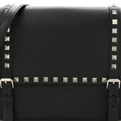 Valentino Garavani Pebbled Calfskin Large Rockstud Messenger Black 7 of 9