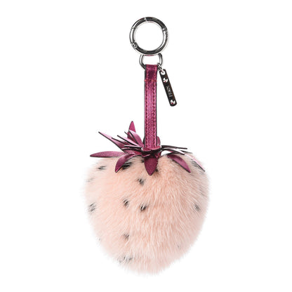 Fendi Mink Fur Vitello Catalan Mirror Strawberry Bag Charm Seashell Orchidea 1 of 2