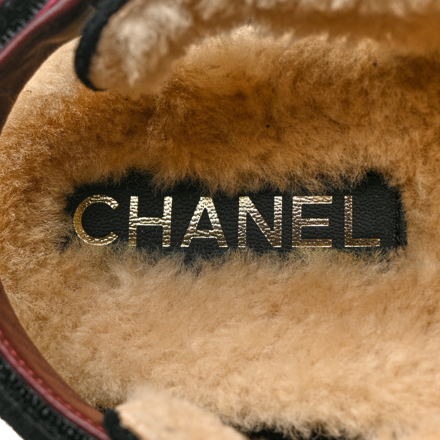 Chanel Calf Hair Suede Shearling Dad Sandals 40 Burgundy Black 7 of 9