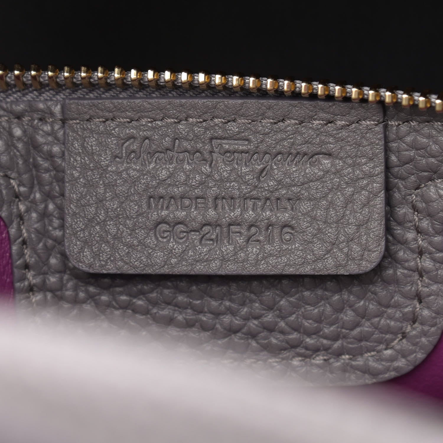 Salvatore Ferragamo Hammered Calfskin Double Handle Medium Amy Tote Grey 7 of 10