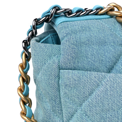 Chanel Denim Quilted Medium Chanel 19 Flap Neon Blue 12 of 13
