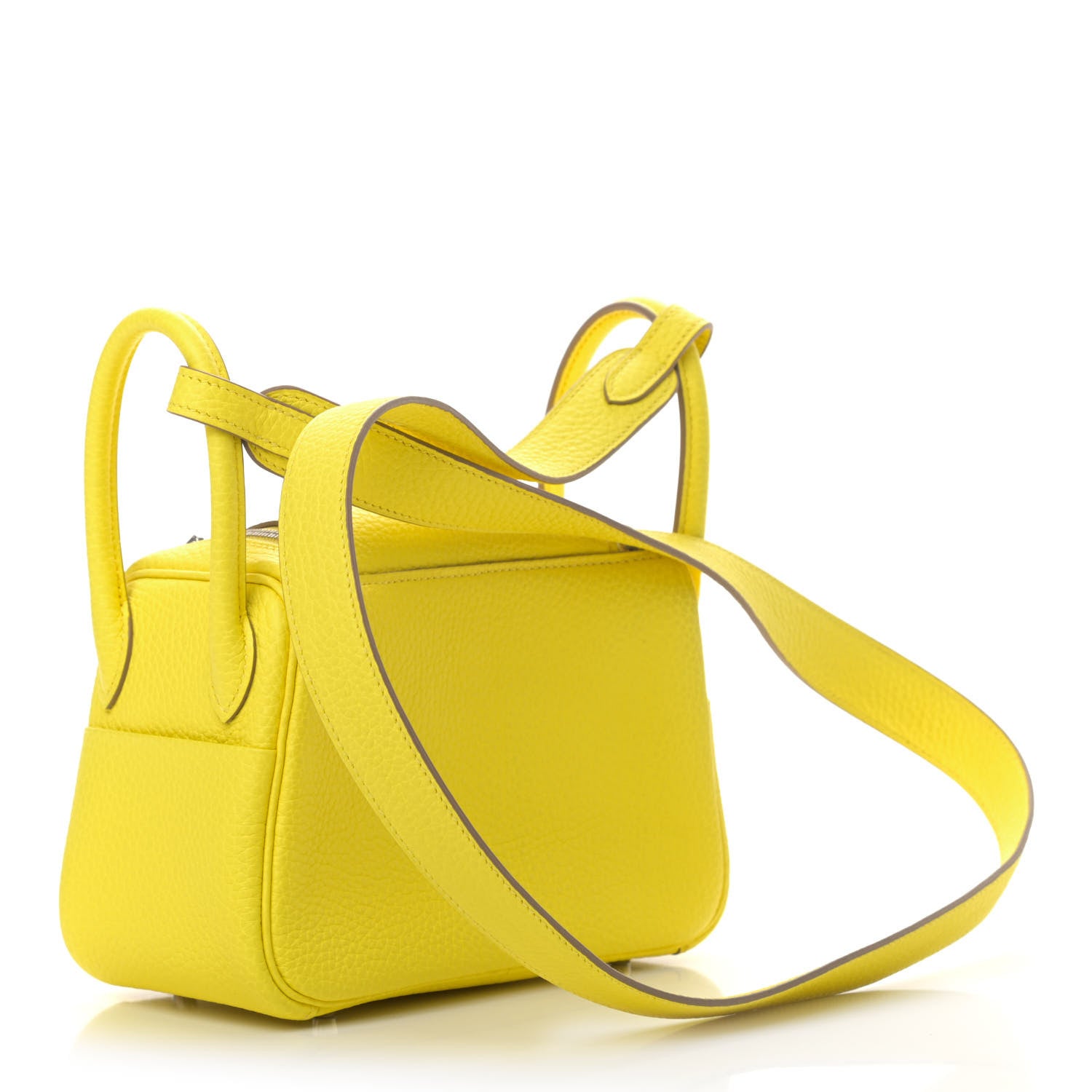 Hermes Taurillon Clemence Mini Lindy 20 Lime 2 of 5