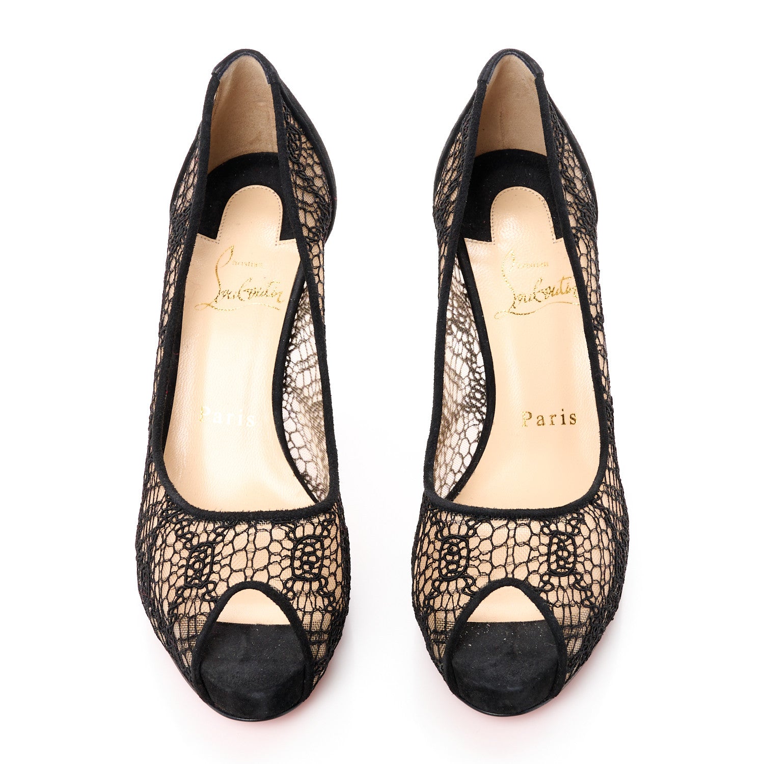 Christian Louboutin Rete Lace Veau Velours Very Lace 100 Pump 36 Black 2 of 8