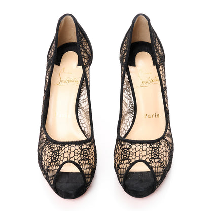 Christian Louboutin Rete Lace Veau Velours Very Lace 100 Pump 36 Black 2 of 8