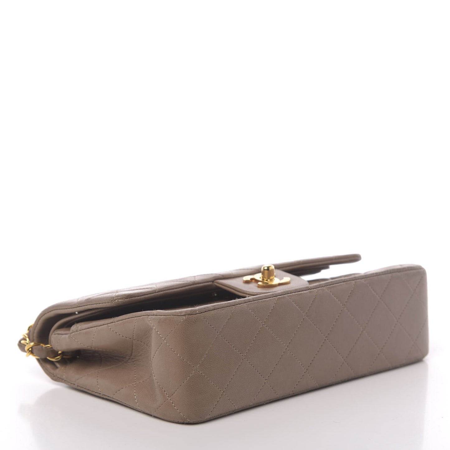 Lambskin Quilted Small Double Flap Beige