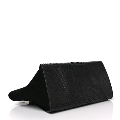 Celine Snakeskin Suede Small Trapeze Black 4 of 8