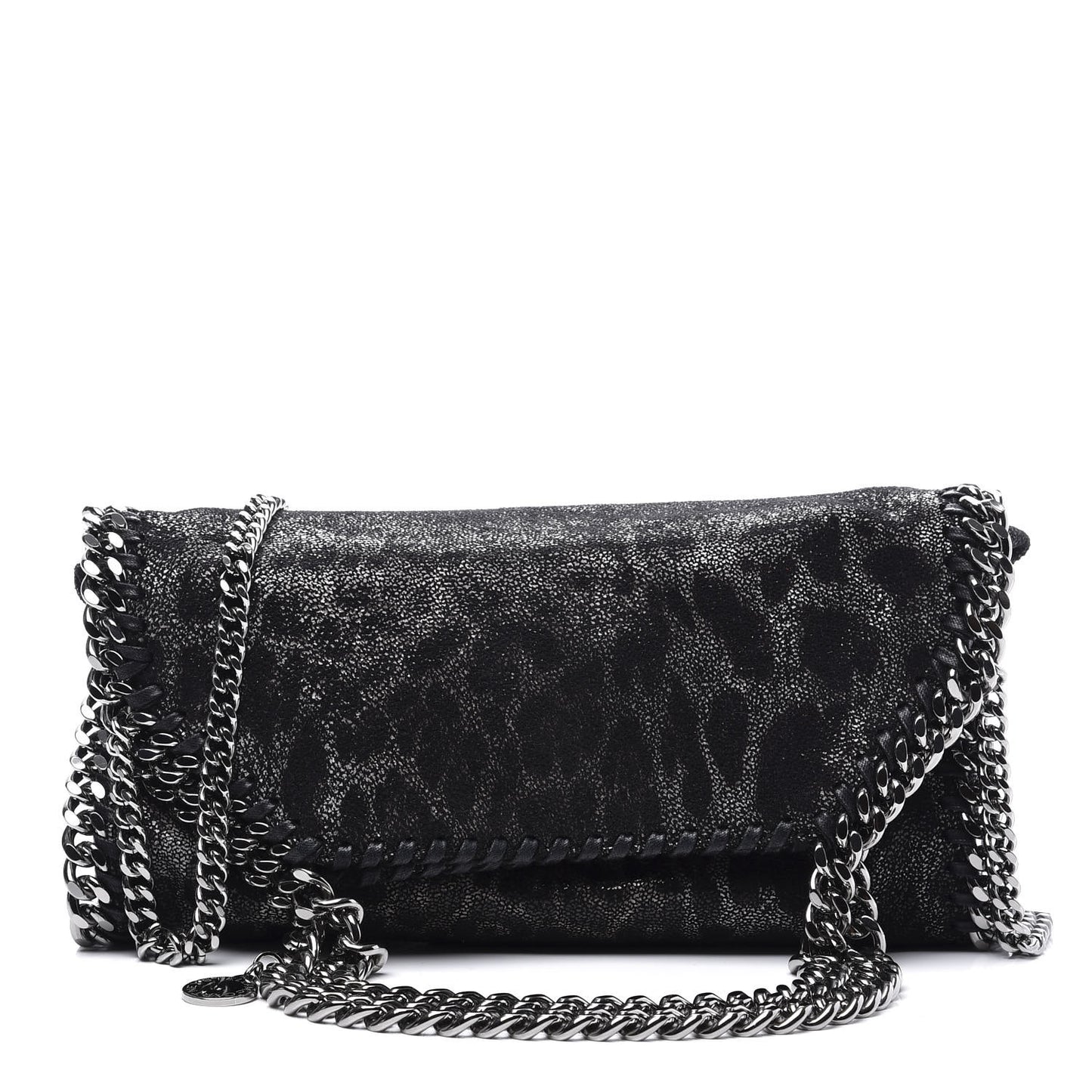 Shaggy Deer Leopard Print Mini Falabella Tote Black