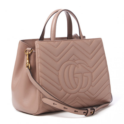 Gucci Calfskin Matelasse Small GG Marmont Tote Porcelain Rose 2 of 9