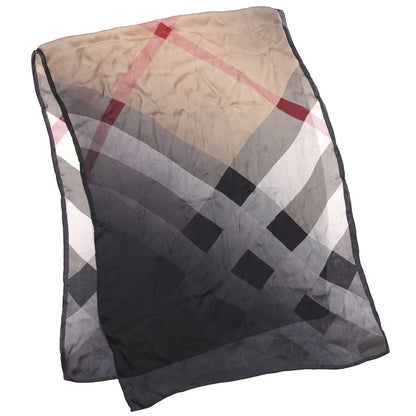 Burberry Silk Ombre Check Scarf Camel Black 2 of 6