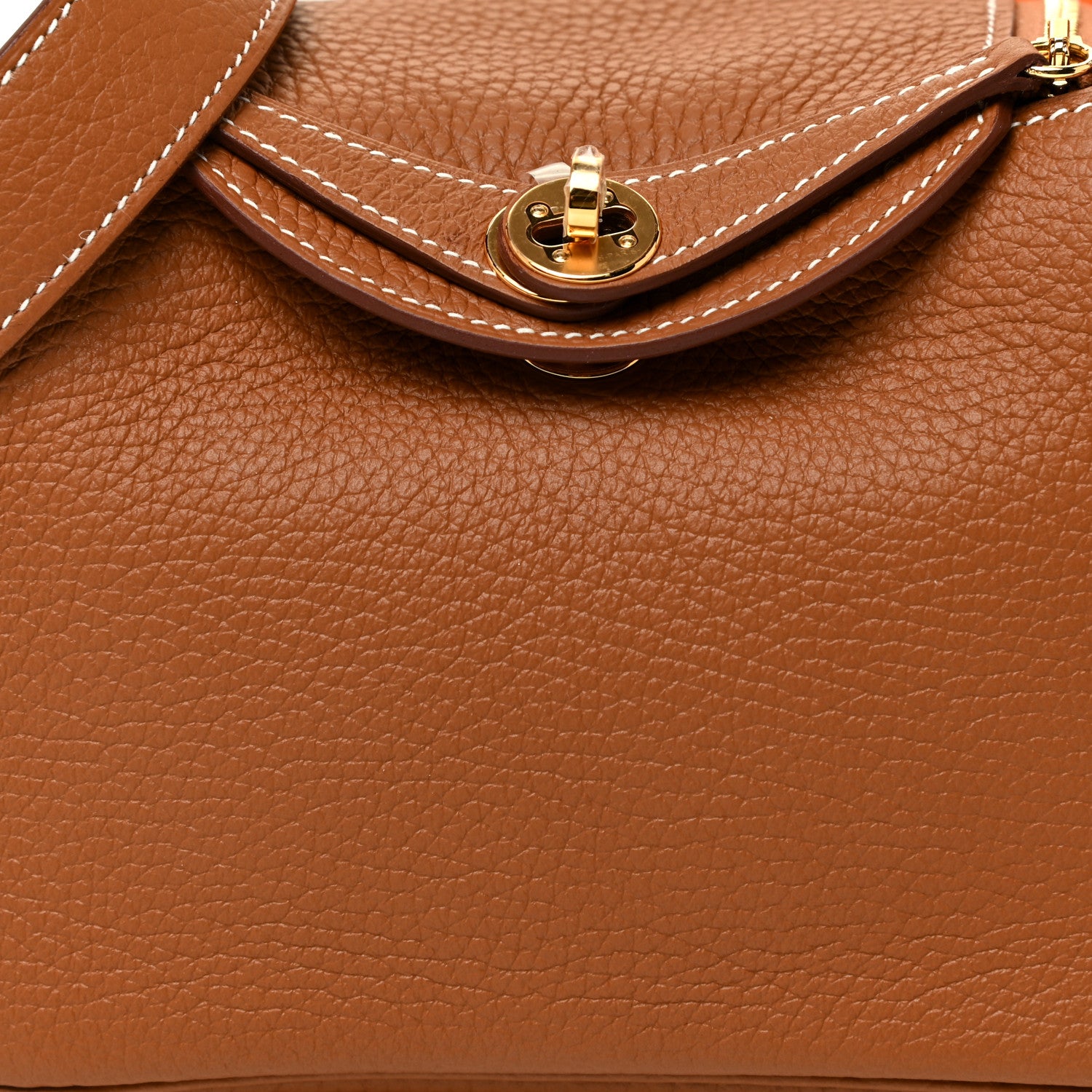 Hermes Taurillon Clemence Mini Lindy 20 Gold 7 of 11