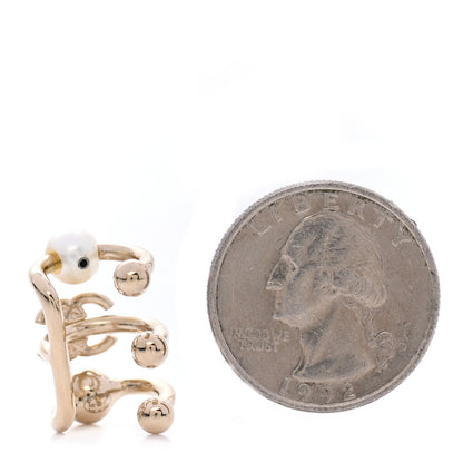 Chanel Pearl Crystal CC Single Ear Cuff Gold 2 of 4