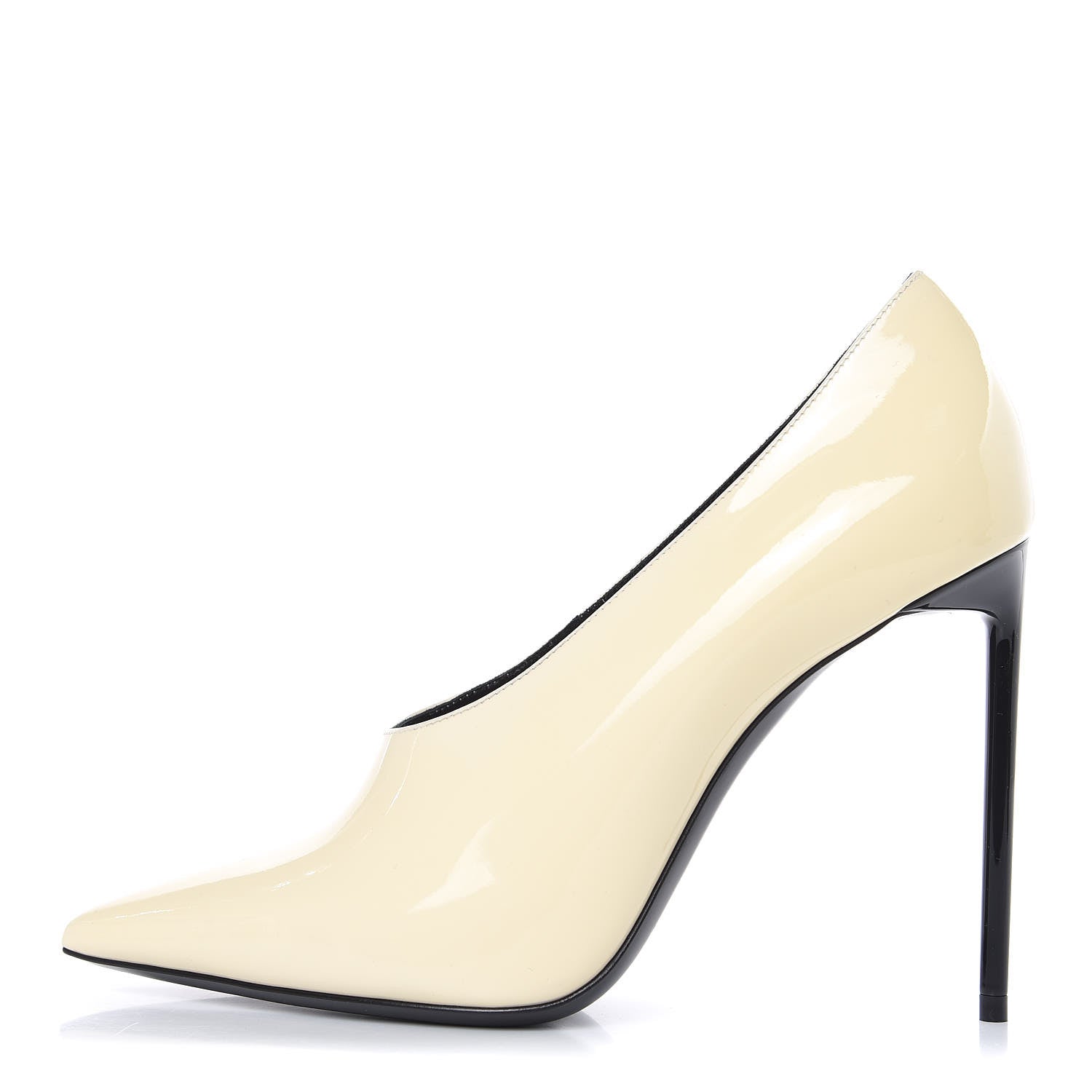 Saint Laurent Patent Calfskin Teddy High Vamp 105 Pumps 37.5 White 1 of 10