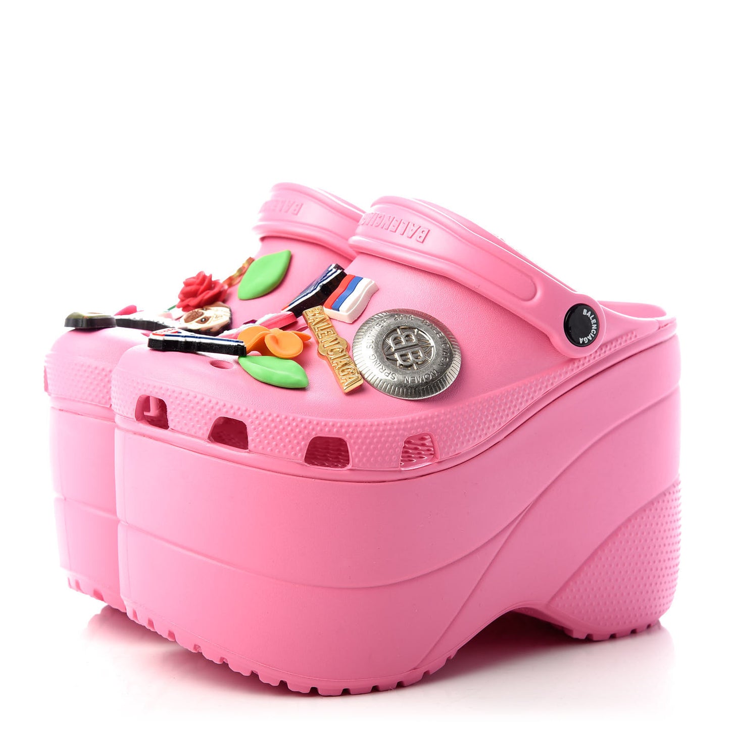 X CROCS Rubber Textured Womens Platform Sandals 36 Rose Bonbon