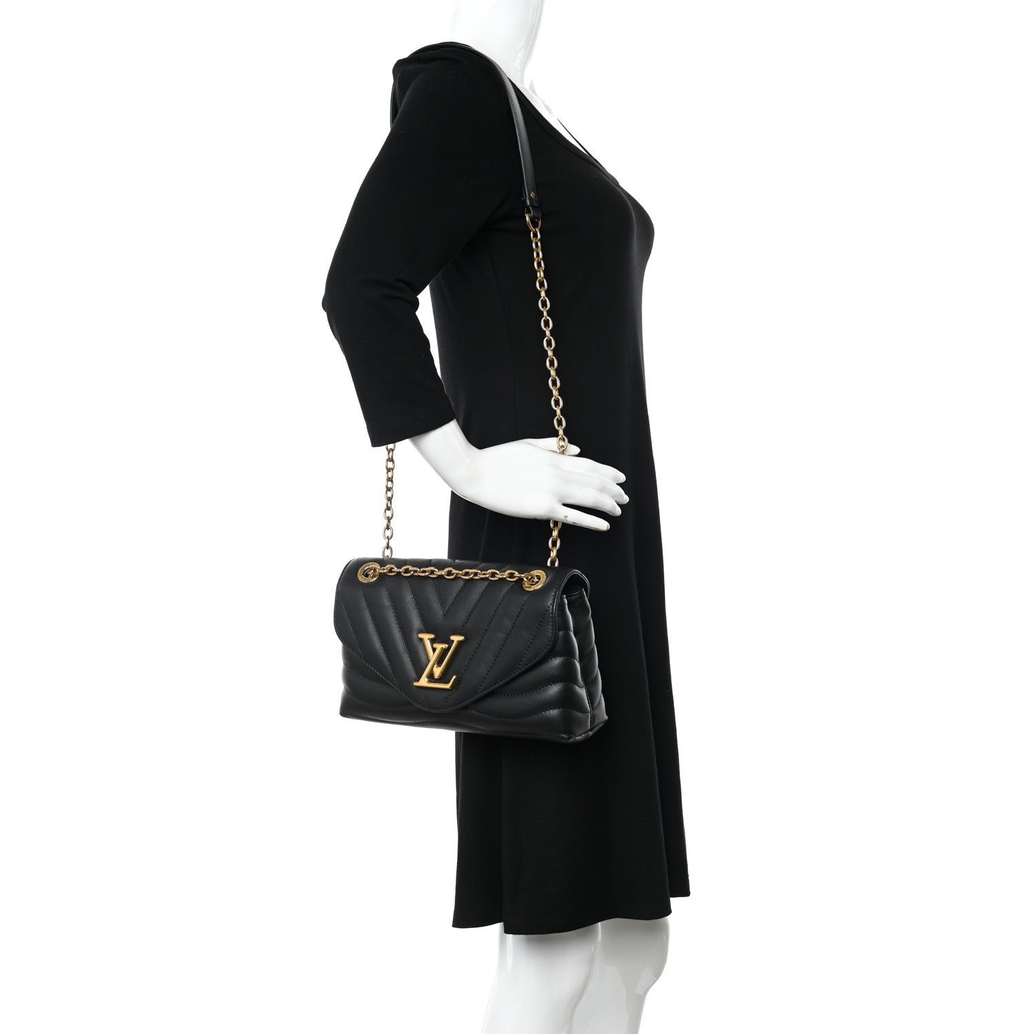 Louis Vuitton Calfskin LV New Wave Chain Bag Black 2 of 11