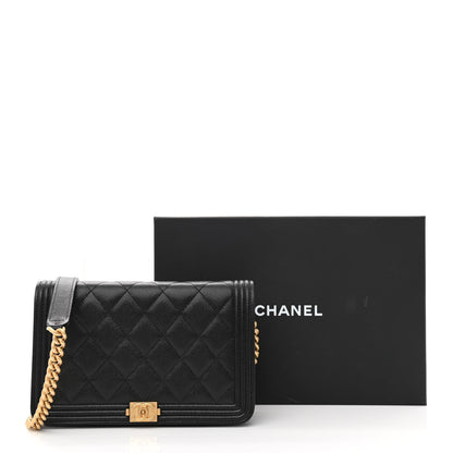 Chanel Caviar Quilted Boy Wallet On Chain WOC Black 13 of 13