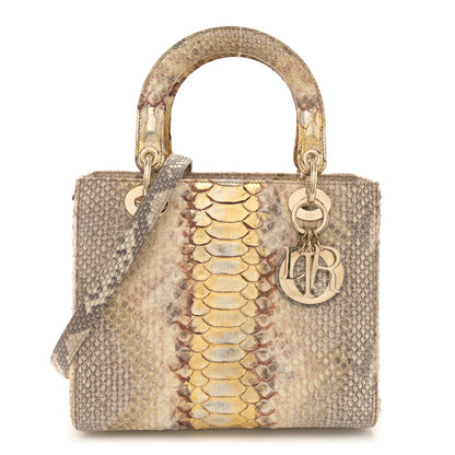 Christian Dior Metallic Snakeskin Medium Lady Dior Beige Gold 1 of 10