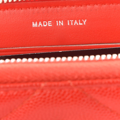 Chanel Caviar Chevron Quilted Small Zip Around Wallet Red 11 of 14