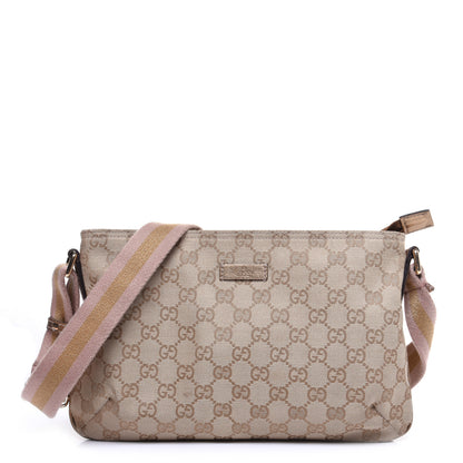 Gucci Monogram Web Small Flat Messenger Crossbody Pink Gold 1 of 11