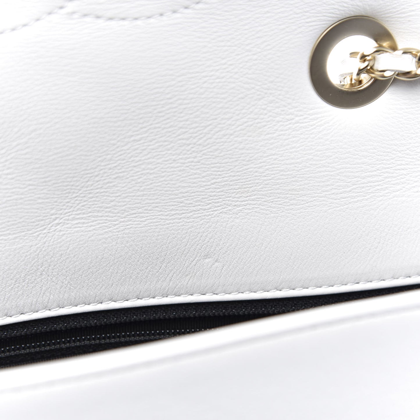 Calfskin Quilted Medium Graphic Flap Black White