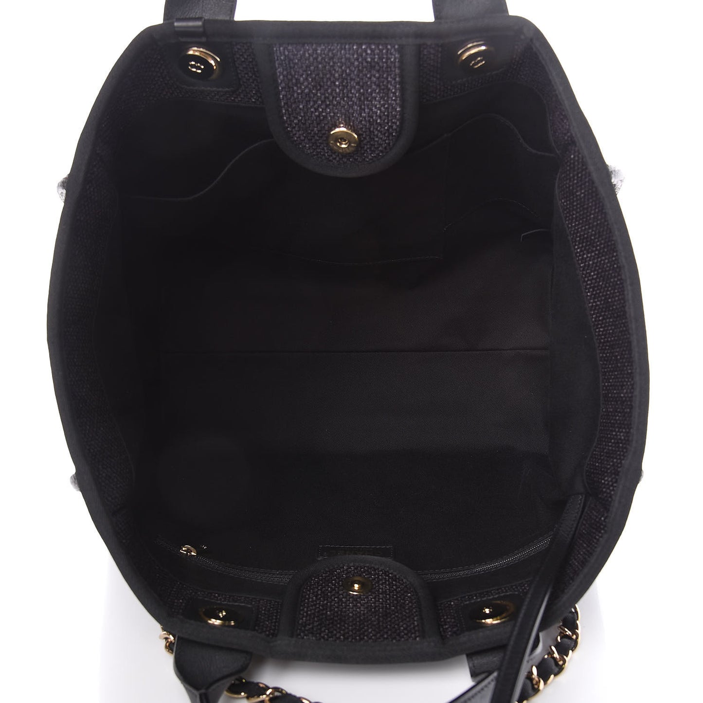 Woven Straw Raffia Large Deauville Tote Black