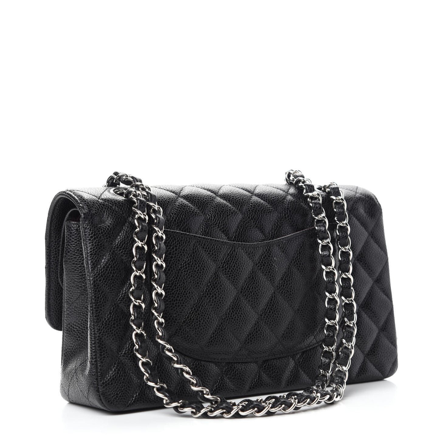 Caviar Quilted Medium Double Flap Black