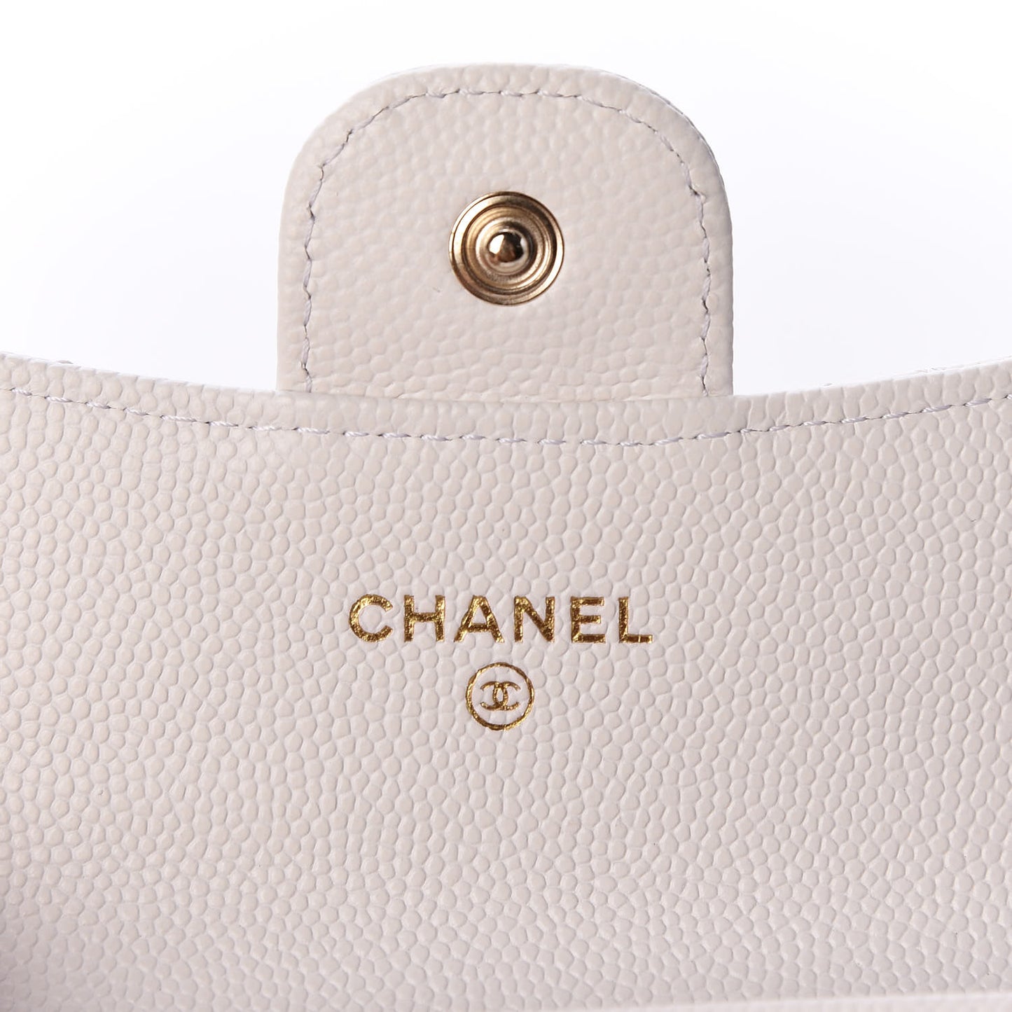 Caviar Quilted Flap Card Holder Wallet White