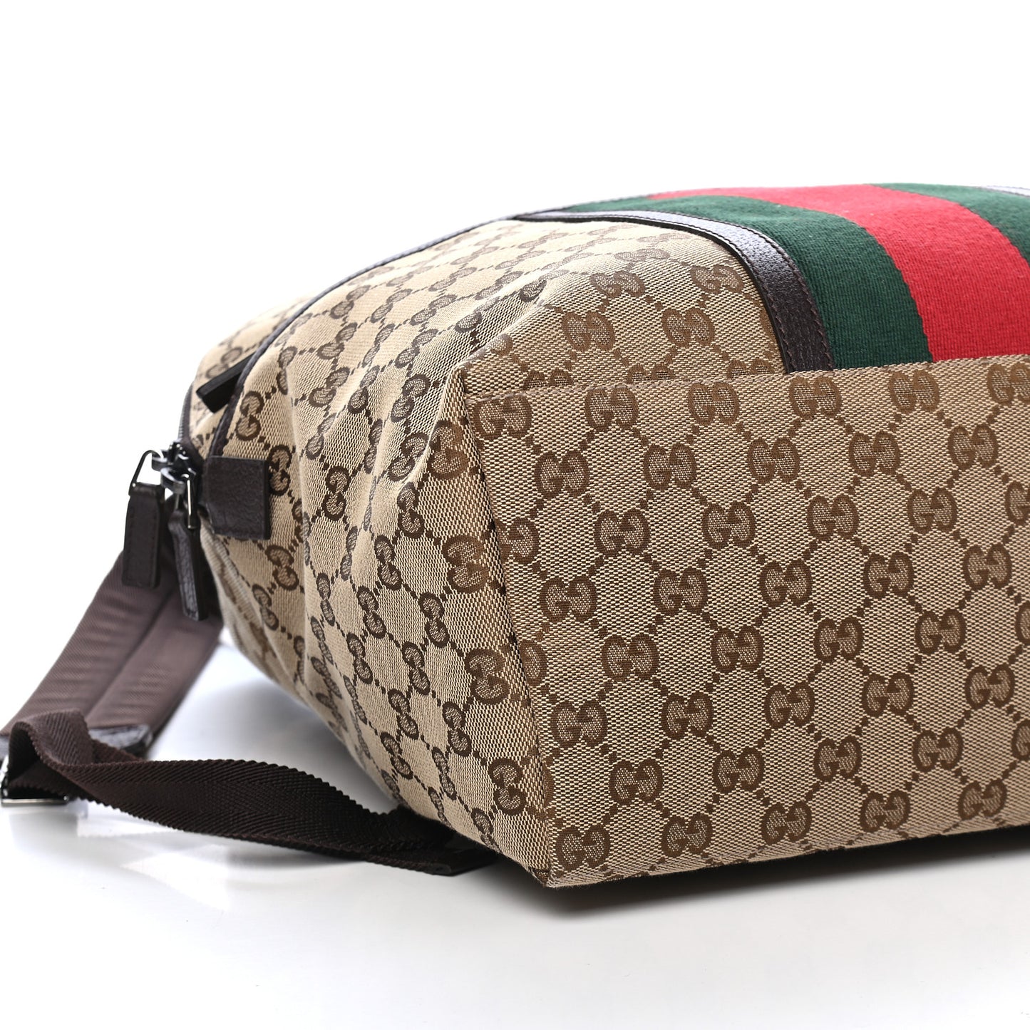 GG Monogram Web Medium Classic Backpack Brown