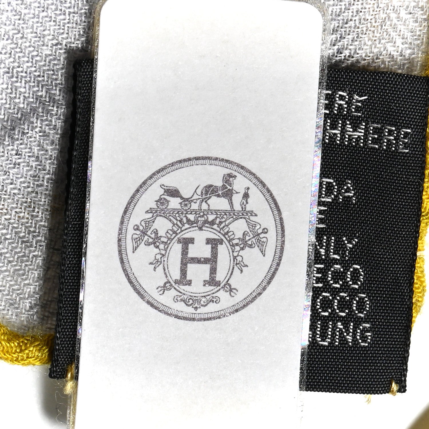Hermes Cashmere Silk Grand Carrosse Royal Scarf 100 Gris Chine Gris Jaune 3 of 5