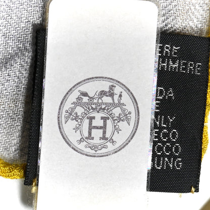 Hermes Cashmere Silk Grand Carrosse Royal Scarf 100 Gris Chine Gris Jaune 3 of 5