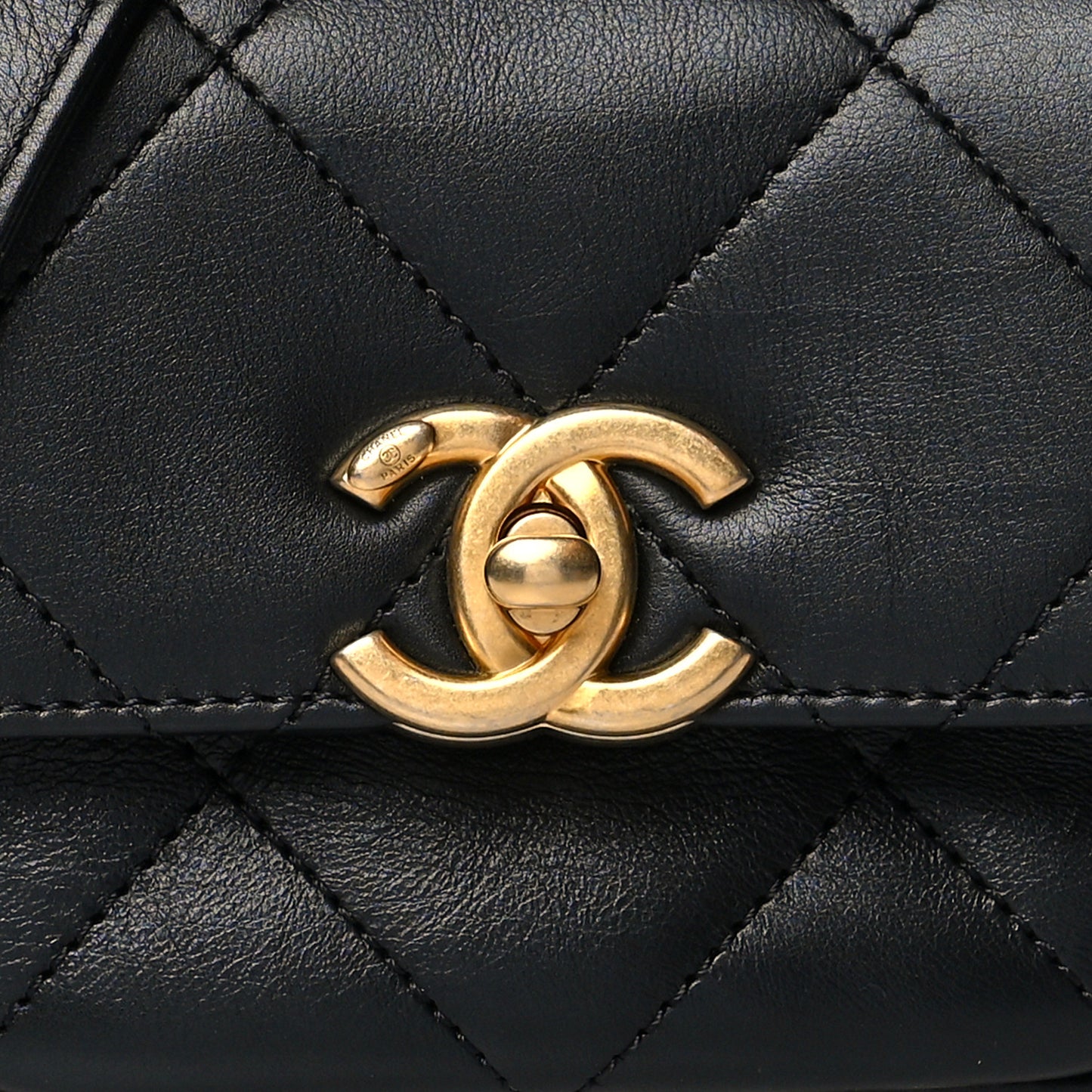 Calfskin Quilted Mini Framing Chain Bag Black