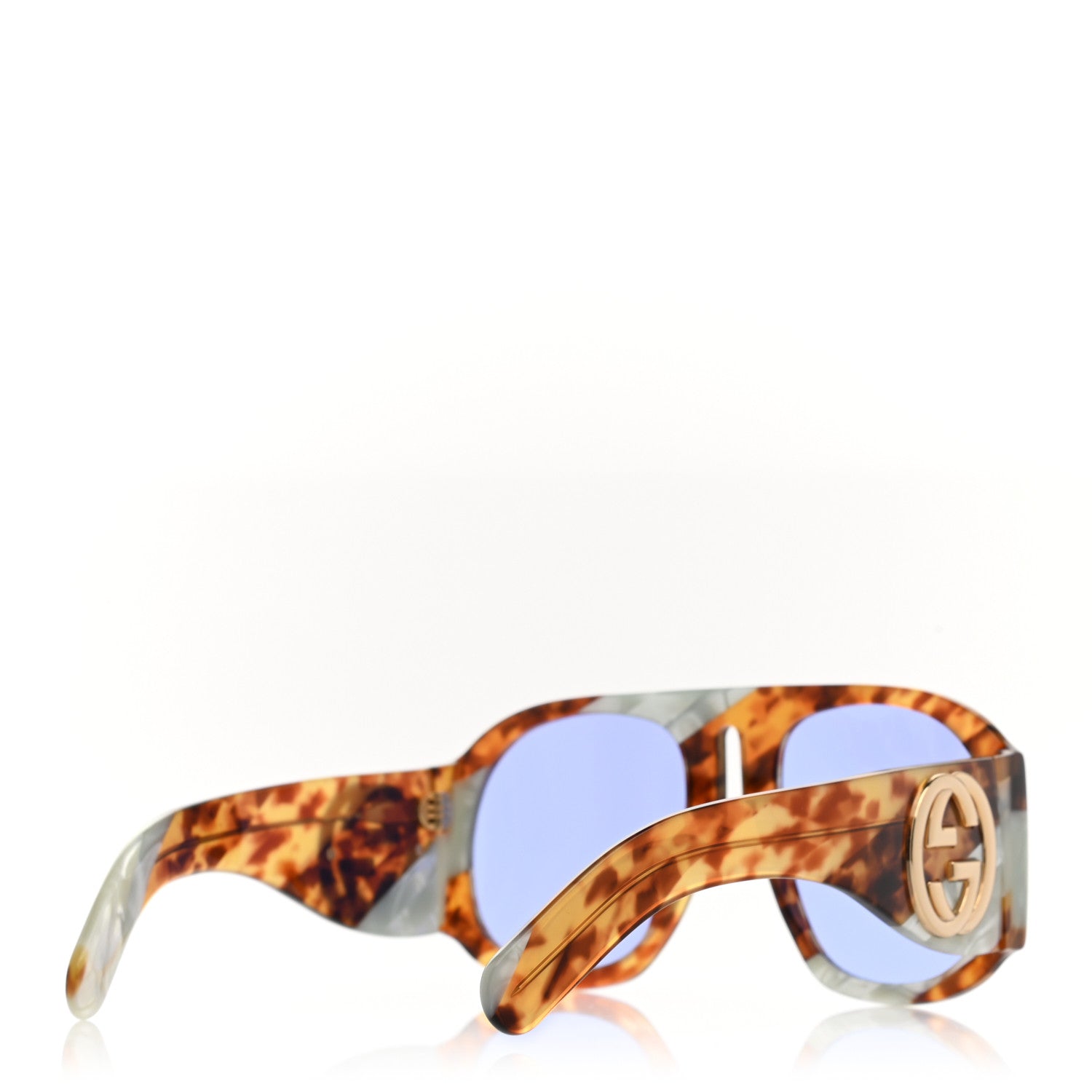 Gucci Oversized Aviator Sunglasses GG0152S Tortoise Mother Of Pearl 4 of 8