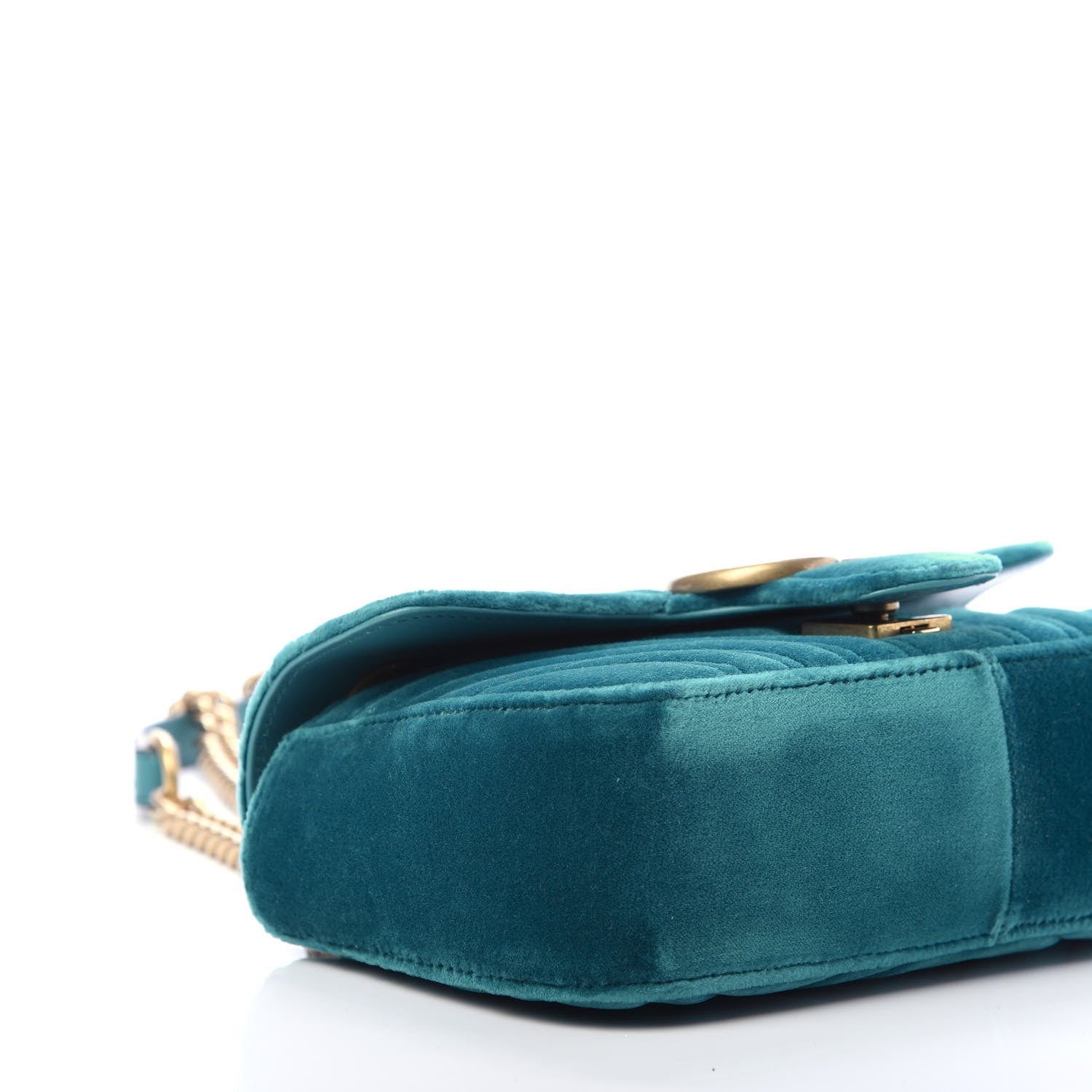 Gucci Velvet Matelasse Mini GG Marmont Shoulder Bag Pavone Cyan 6 of 11