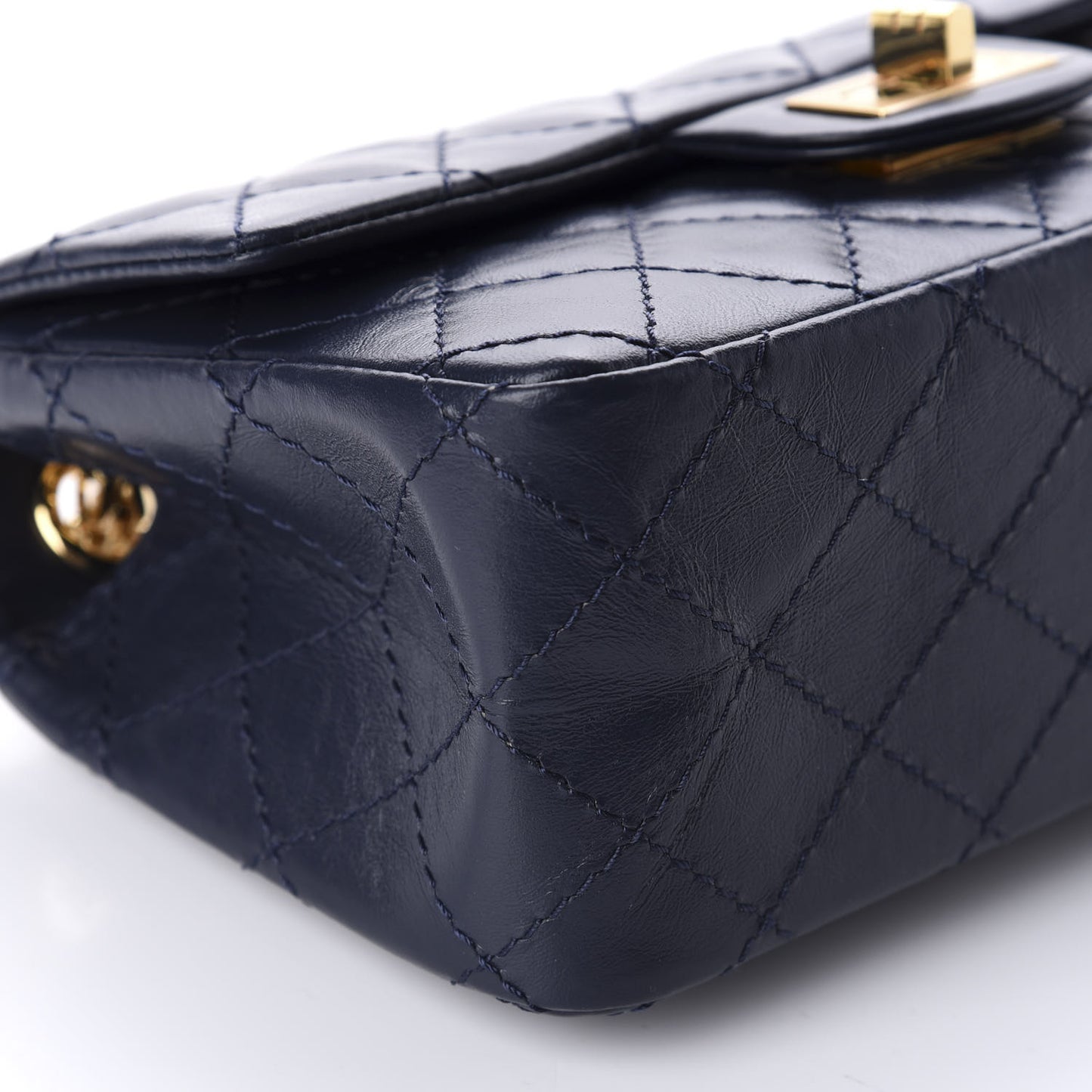 Aged Calfskin Quilted 2.55 Reissue Mini Flap Navy