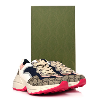 Gucci GG Supreme Monogram Mix Monogram Womens Rhyton Sneakers 39.5 London Blue Beige Pale Pink 8 of 8