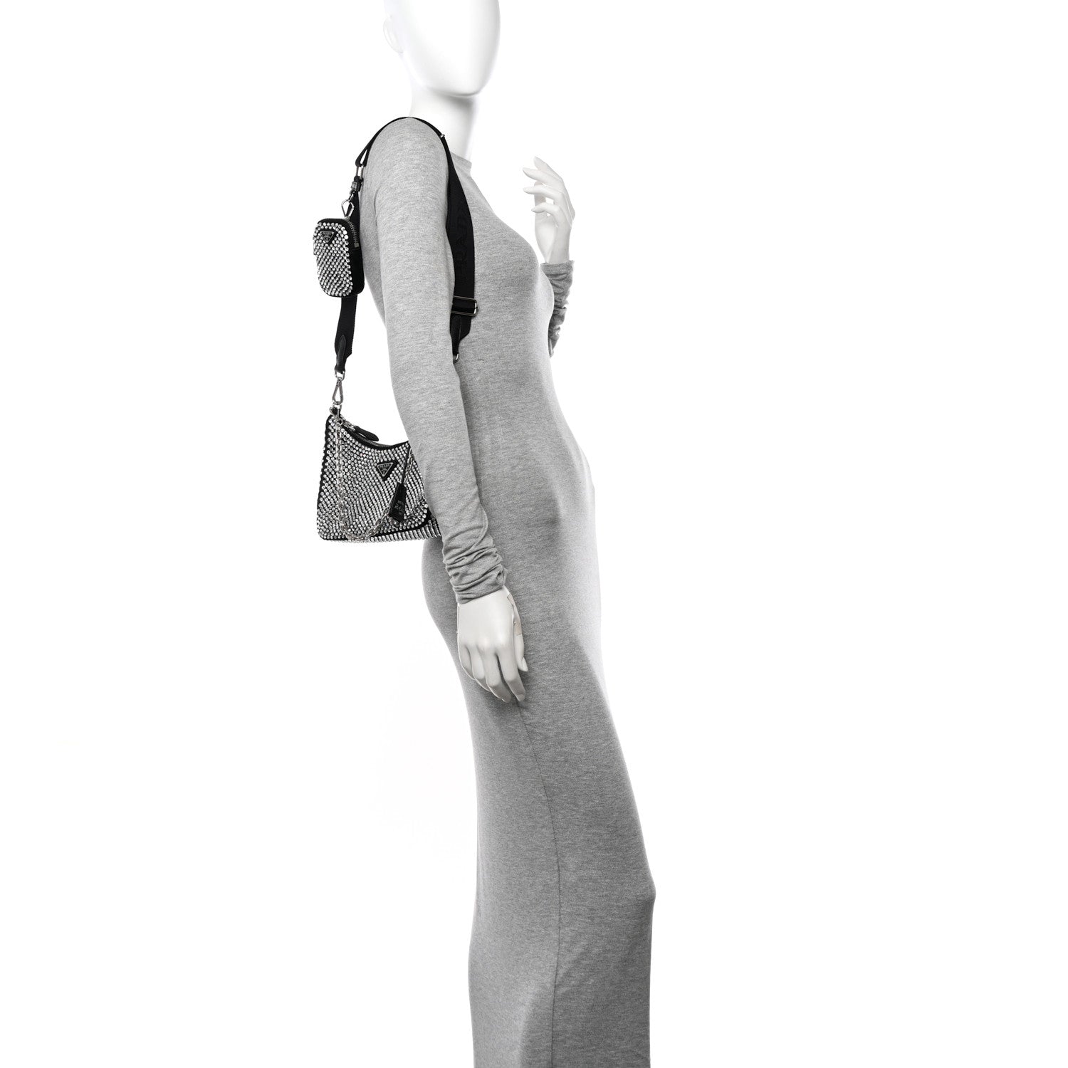 Prada Satin Crystal Re-Edition 2005 Shoulder Bag Cristal 2 of 11