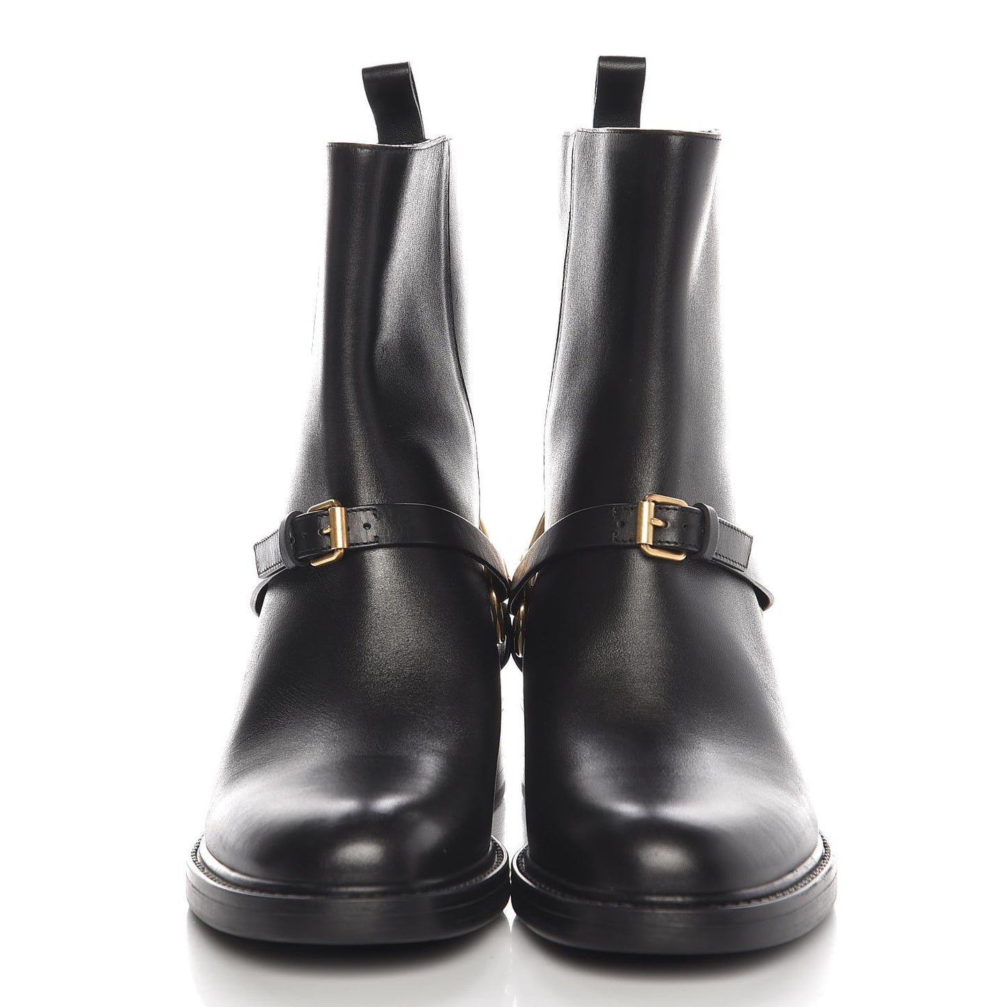 Calfskin Tess Horsebit Ankle Boots 34.5 Black