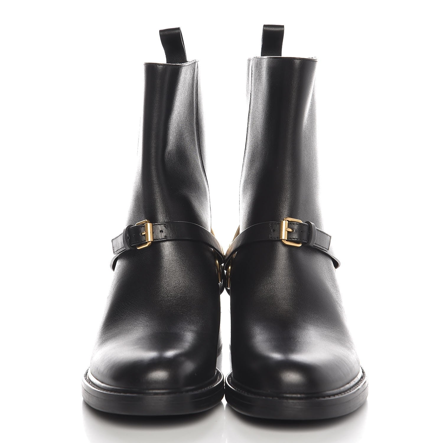 Gucci Calfskin Tess Horsebit Ankle Boots 34.5 Black 2 of 7