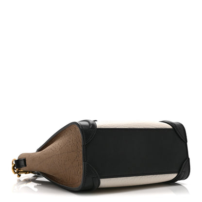 Celine Elephant Calfskin Nano Tri-Color Luggage  White Black Sand 4 of 10