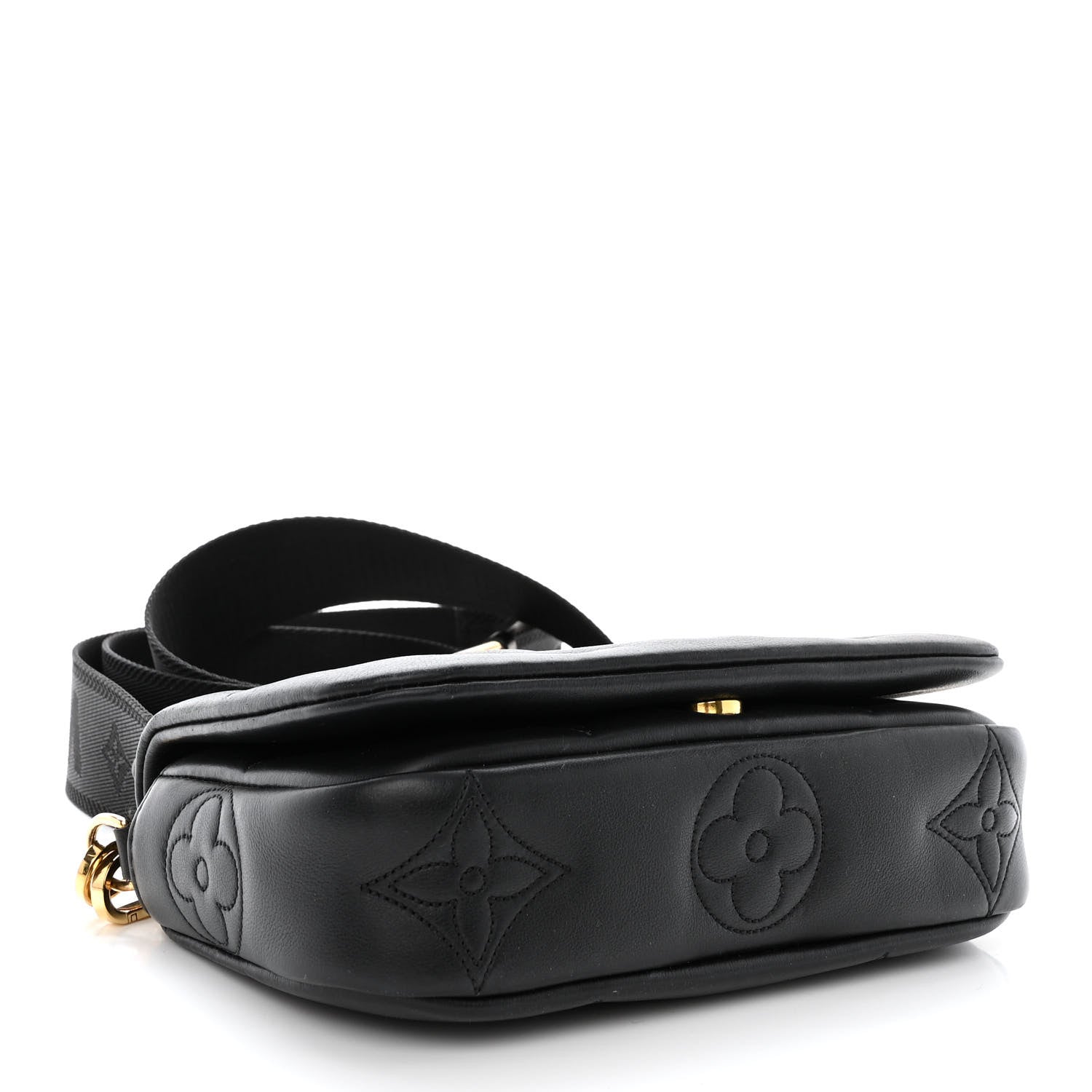 Louis Vuitton Calfskin Bubblegram Wallet On Strap Black 4 of 10